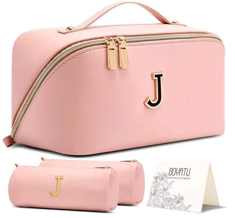BOYATU Makeup Bag Gift for Women: 3-in-1 Travel Personalized Cosmetic Bag