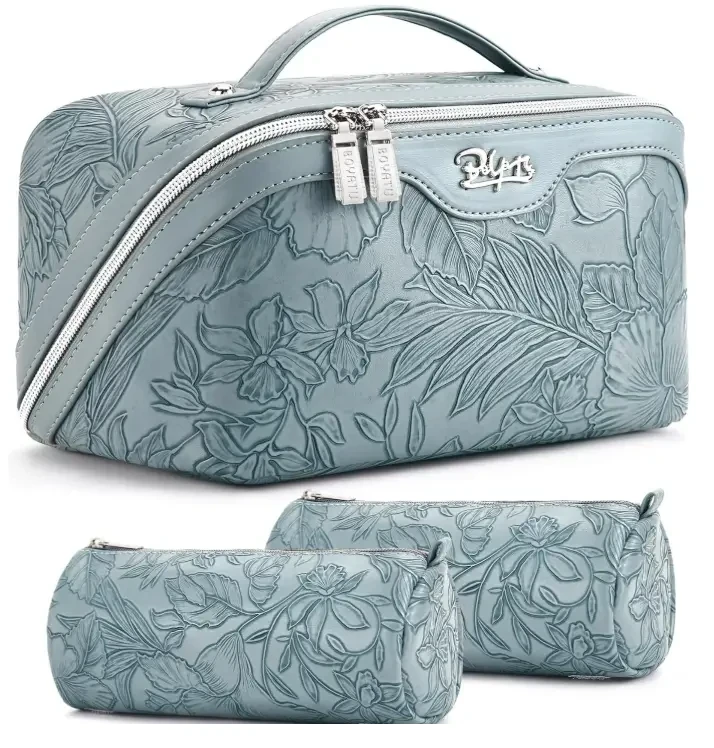 BOYATU Travel Makeup Bags Cosmetic Organizer Bag: Floral Make up Bag
