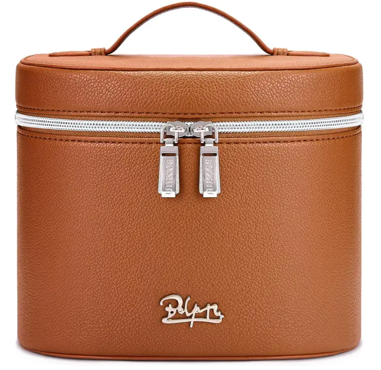 BOYATU Makeup Bag Vanity Case: Vegan Leather Cosmetic Bag for Women