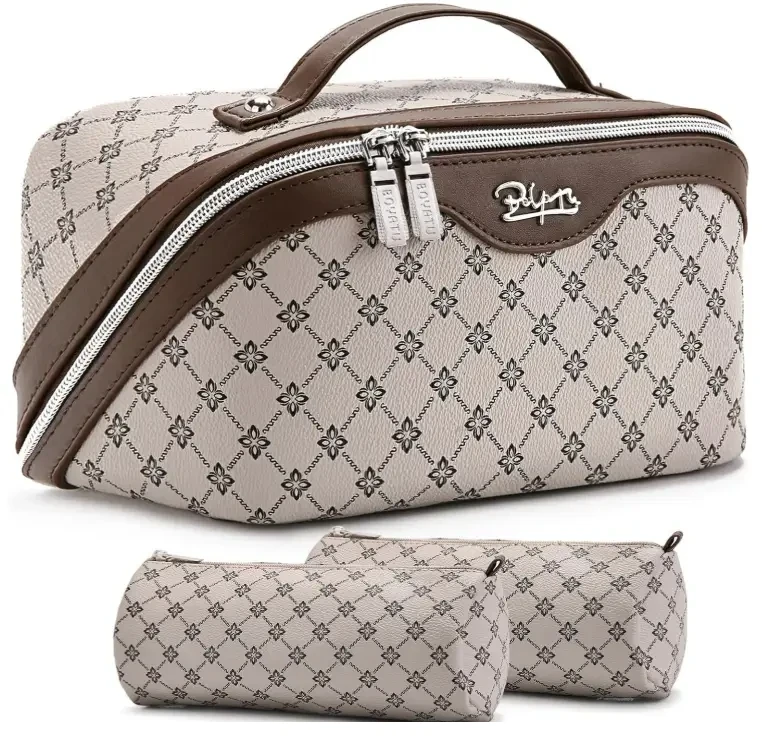 BOYATU Travel Makeup Bag Cosmetic Bags for Women: 3-Piece Makeup Bag Set