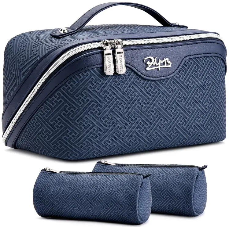 BOYATU Travel Makeup Bags for Women: Vintage Roman Column Texture