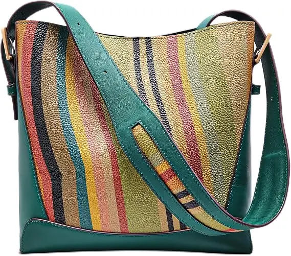 BOYATU Genuine Leather Purse Women: Leather Bucket Shoulder Bags for Ladies